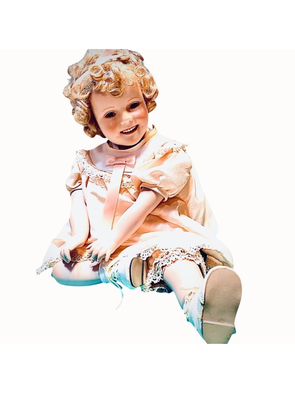 Vintage Little Miss Shirley Porcelain Doll by Artist Elke Hutchens Danbury Mint